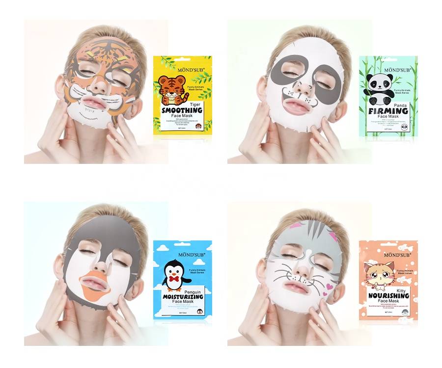 Private Label Custom Sheet Mask Animals Moisturizing Whitening Animal Print Face Mask